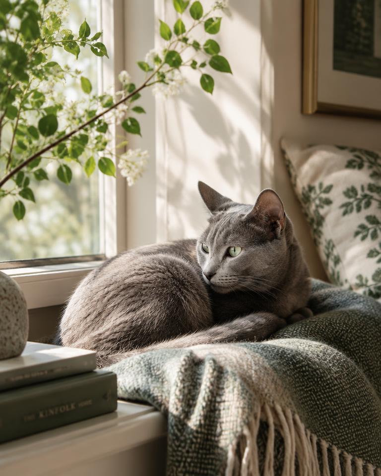 A cat resting in soft daylight